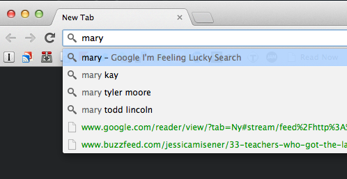 I'm feeling lucky predictions in chrome